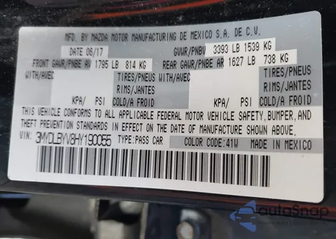 2017 Toyota Yaris Ia z USA, uszkodzony, nr VIN 3MYDLBYV8HY190055